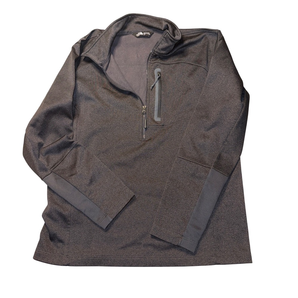 The North Face Quarter Zip Pullover Large Charcoal Gray Heather Chest Pocket